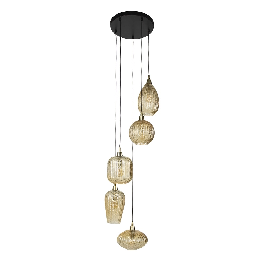 Essaal-Pendellampe V-Shape 5-Licht – geripptes Glas Lyora 8716803511156