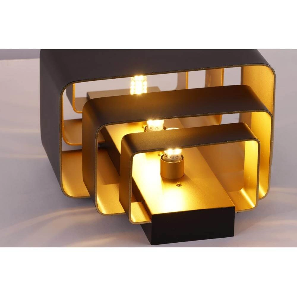 Design-Wandleuchte Layers Schwarz mit goldener Innenseite Artdelight 8720701101500