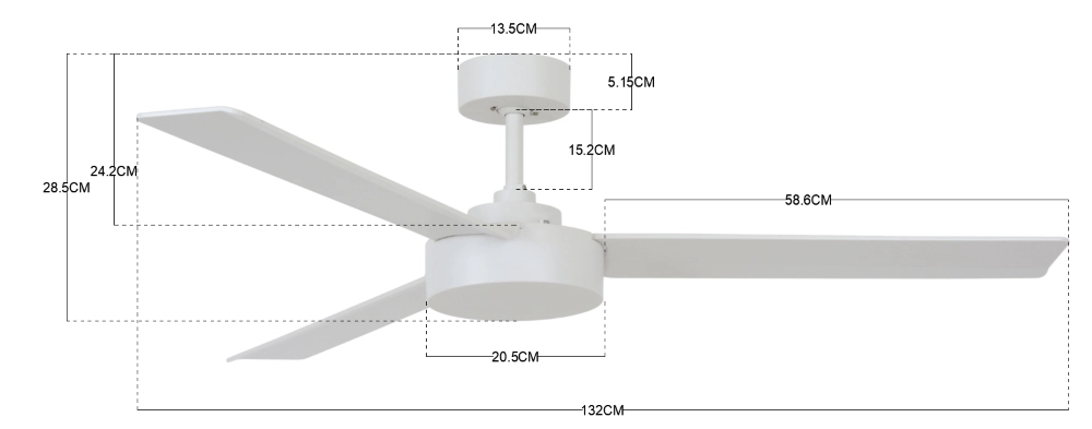 Schlanker weißer Fächer Lagoon Ø 132cm IP55 Beacon 9333509136491