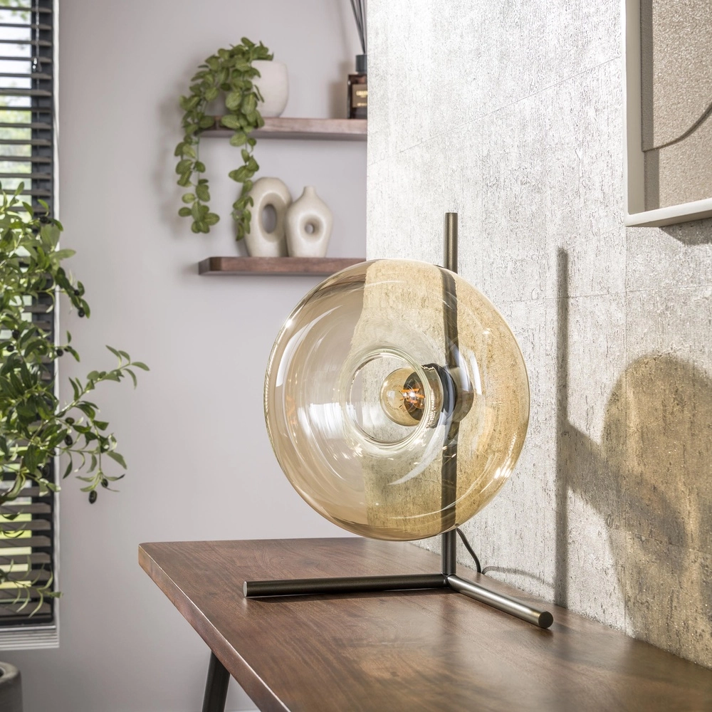 Glastischlampe Soll Ø 27 cm – bernsteinfarbenes Glas Lyora 8716803510906