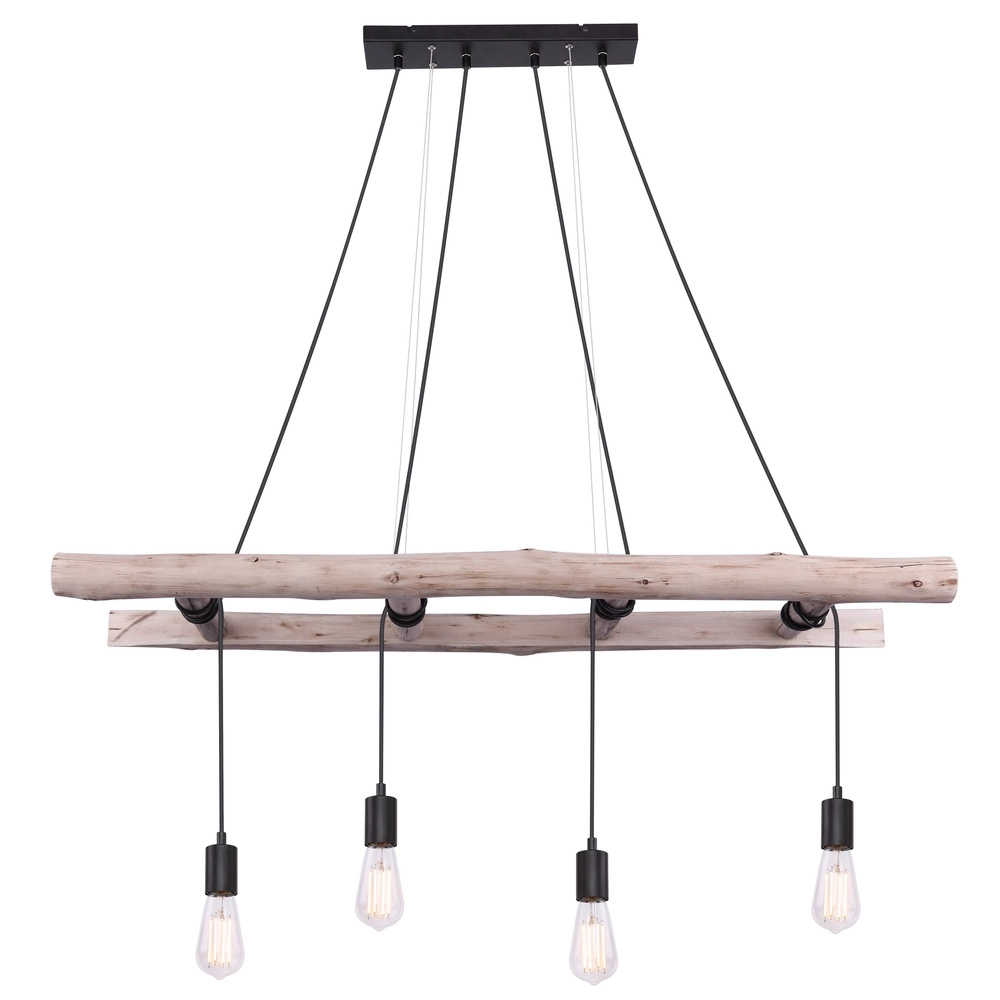 4-Licht Pendellampe Irmgard Holz 190 cm Globo 9007371398577