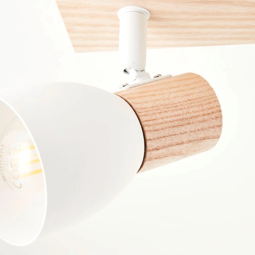 Deckenleuchte Daintree 4-flammig weiß mit Holz Brilliant 4004353413452