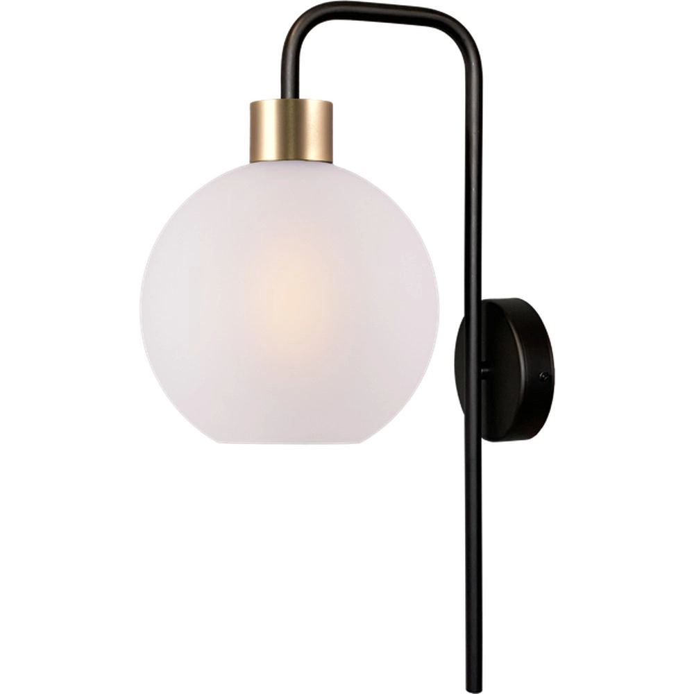 Wandlampe Lazise Schwarz mit goldenem weißem Glas