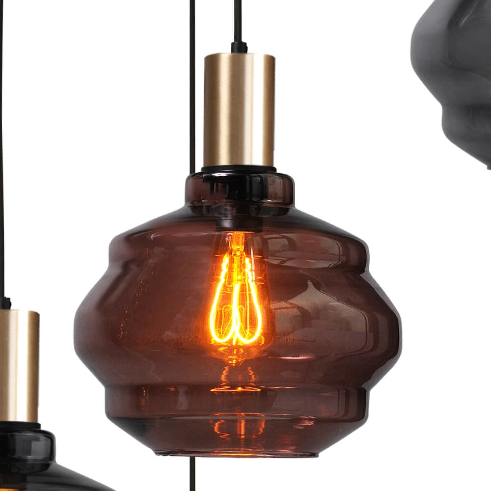 5-flammige Loft-Hängelampe - Gold - Porto mit Ballgläsern Masterlight 8718121271262