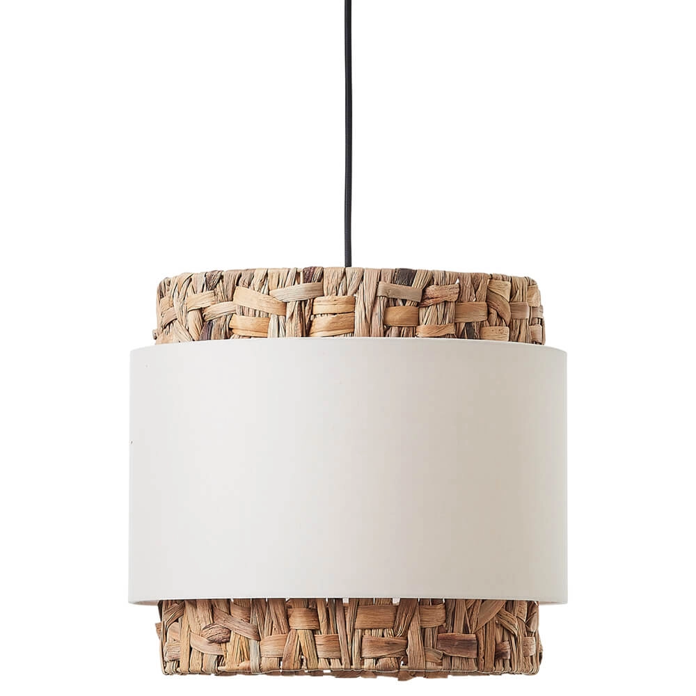 Hängelampe Waterlilly Rattan mit weißem Stoff