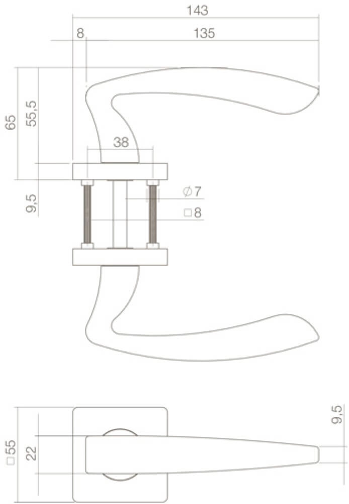 Türklinke Zeus Quadratische Rosette schwarz Intersteel 8714186408698
