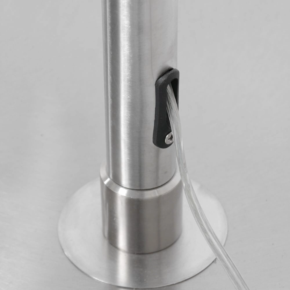 Bogenlampe Gramineus 50 Edelstahl mit brauner Lederhaube Steinhauer 8712746118322
