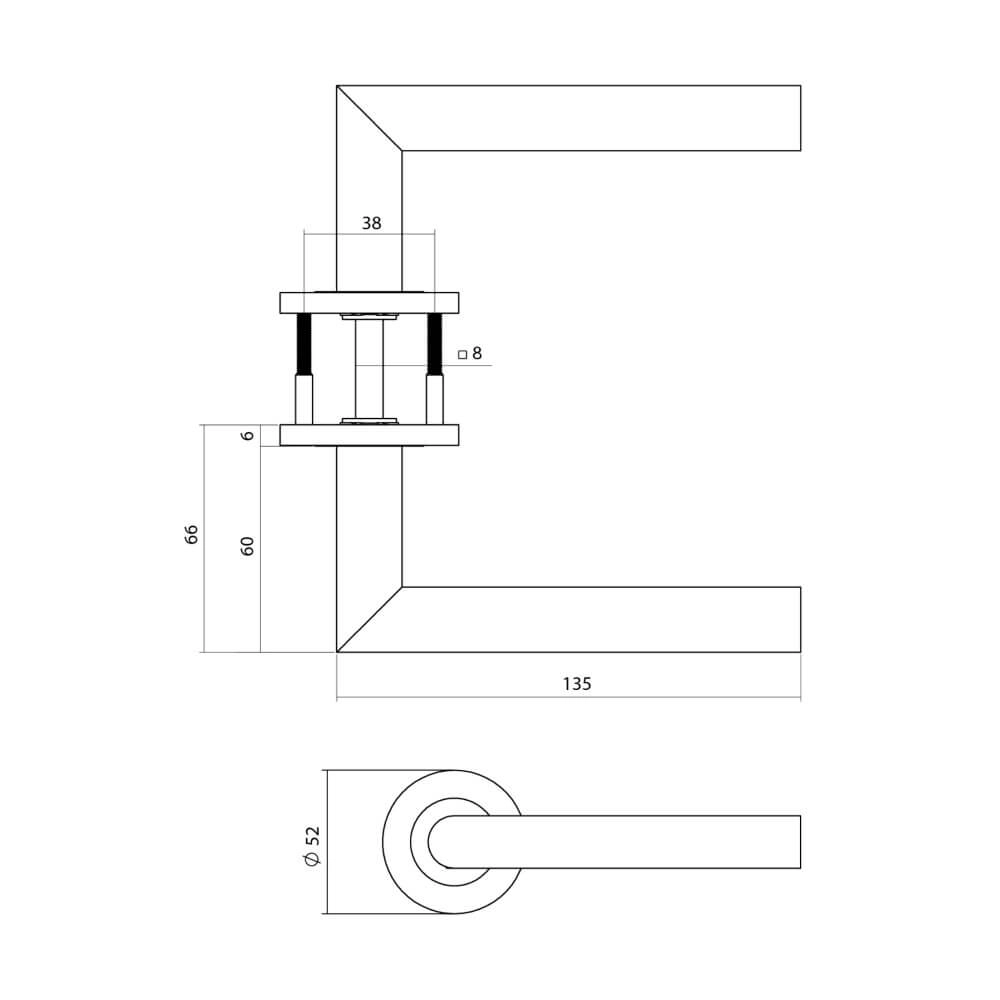 Türklinke Q 01 auf runder Rosette schwarz Intersteel 8714186694909