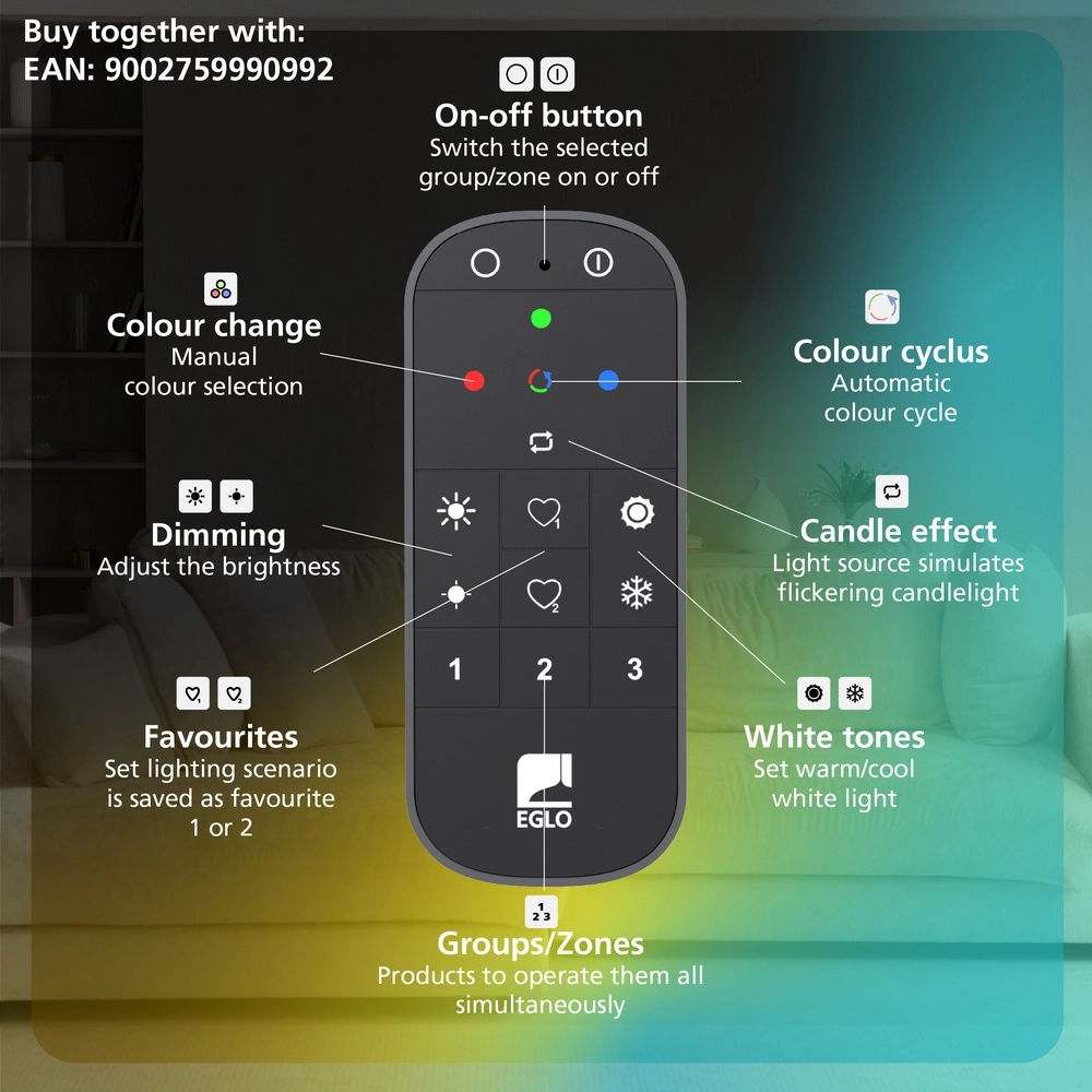 Zigbee-Deckenlampe Tollos-Z Ø 40cm – schwarz Eglo 9008606243792