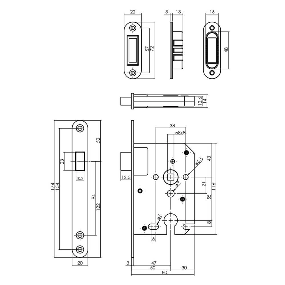 Zylinder des Schlosskastens Domus Magnet Edelstahl abgerundet Intersteel 8714186463178