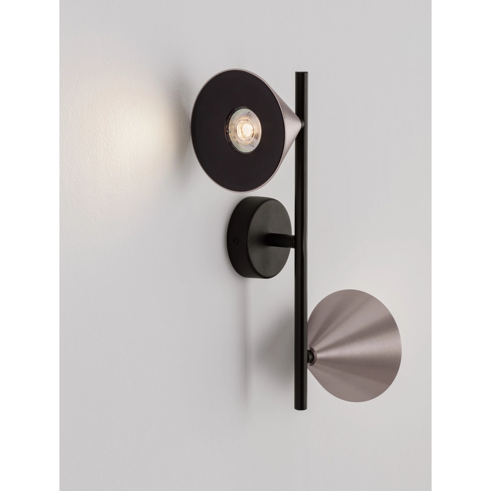 Wandleuchte Conico Doppelzimmer schwarz mit kaffeebraun Lyora 5212017475404