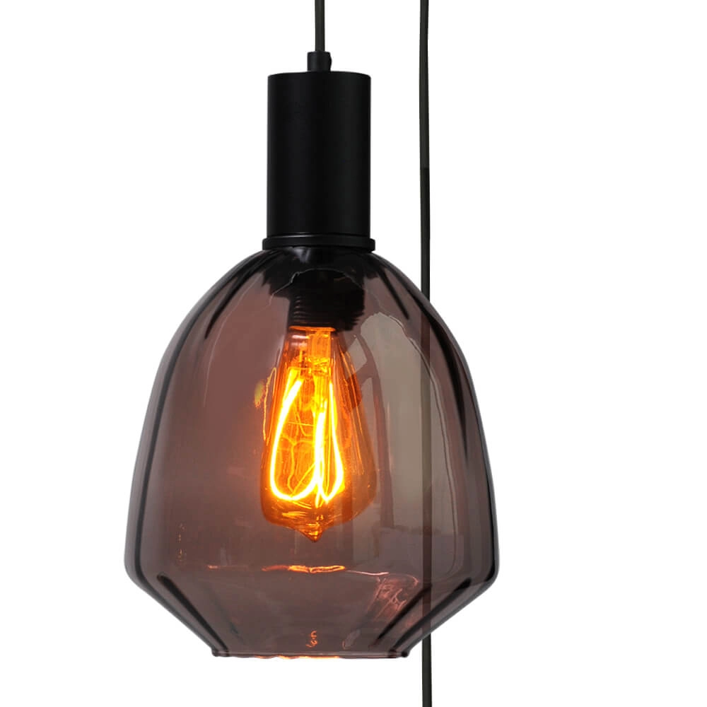 3-flammige Loft-Hängelampe - Schwarz - Porto mit roter Nicolette-Brille Masterlight 8718121270906