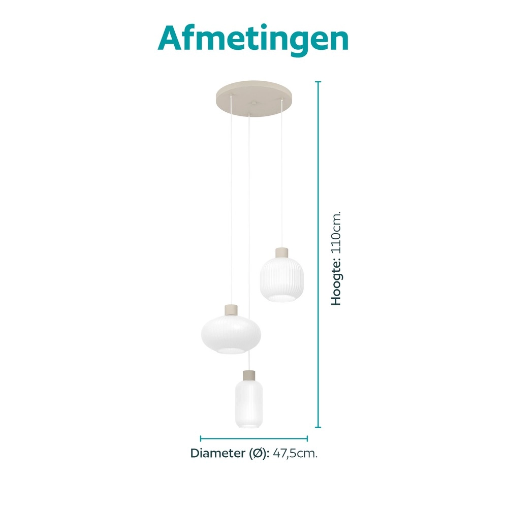 Design-Pendellampe Dasmina Sandbraun mit weißen 3-Lichtern Eglo 9008606406357