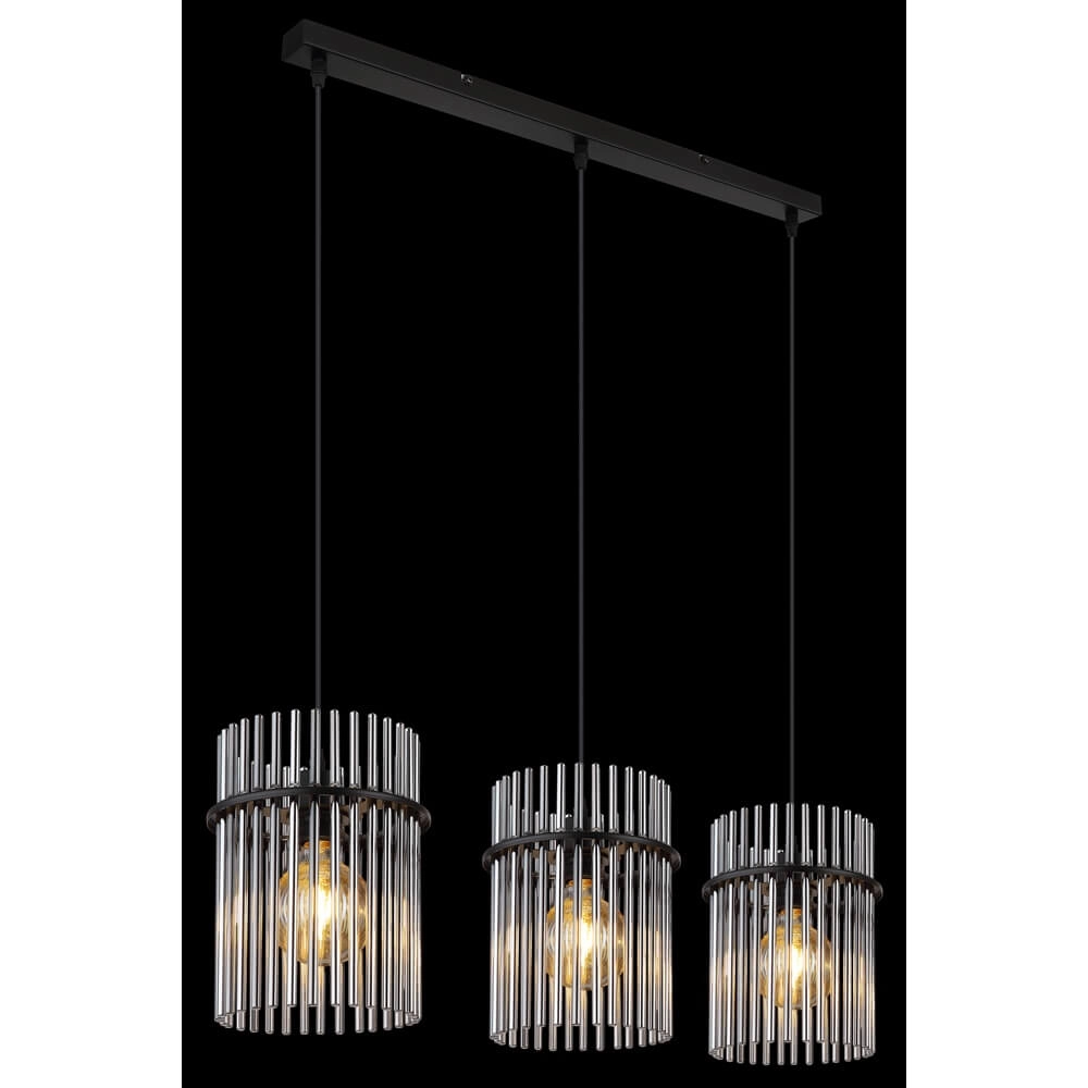Schwarze Pendelleuchte Gorley mit Rauchglas 3-flammig Globo 9007371445790