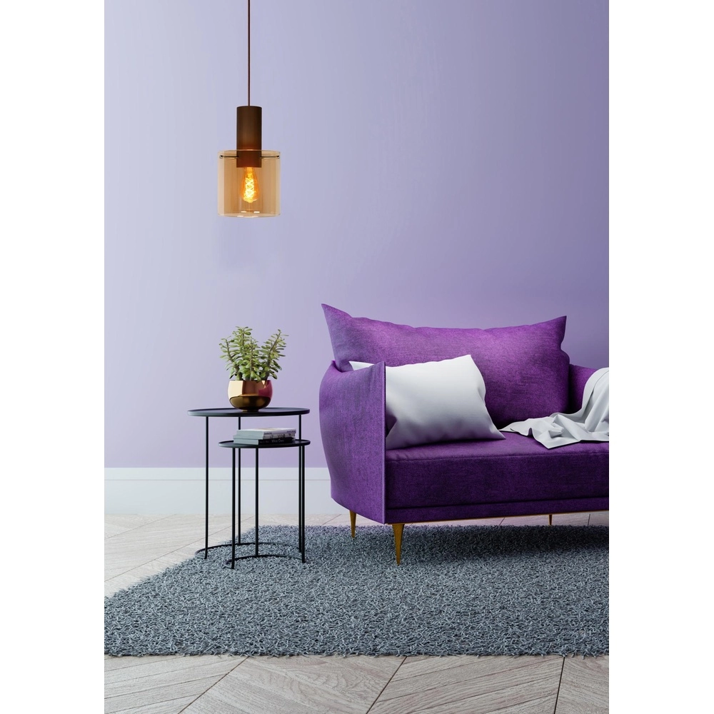 Pendellampe Toledo Ø 20 cm Bernsteinglas Lucide 5411212740847