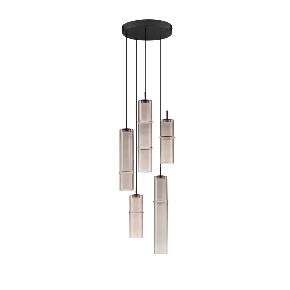 Einzigartige Pendelleuchte Sano rundes 5-flammiges Rauchglas Lyora 5212017474056