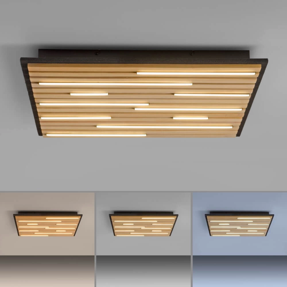 Quadratische Deckenleuchte Q-Akustik Holz Paul Neuhaus 4012248385388