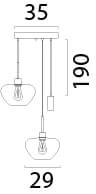 3-flammige Pendelleuchte Genua schwarz mit 2x Goldglas Ø 29cm und 1 Anhänger Masterlight 8718121357126