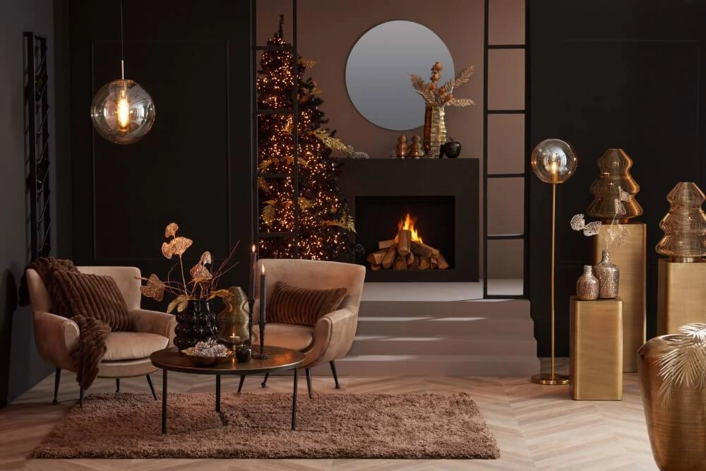 Goldene Stehleuchte Medina mit Braunglas Light & Living 8717807696986