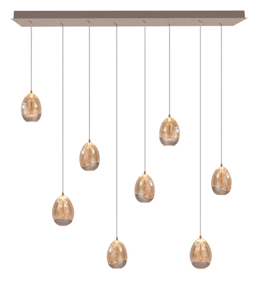 Essaal-Pendellampe Champagne Egg 8-Licht