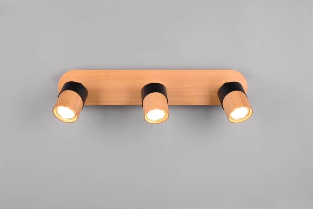 Deckenleuchte aus Holz mit Schwarz Aruni 3-flammig Trio 4017807562231