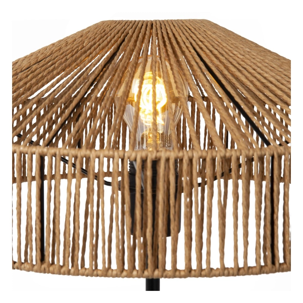 Tischlampe Yunkai Ø 40 cm schwarz mit Rattan Lucide 5411212105721