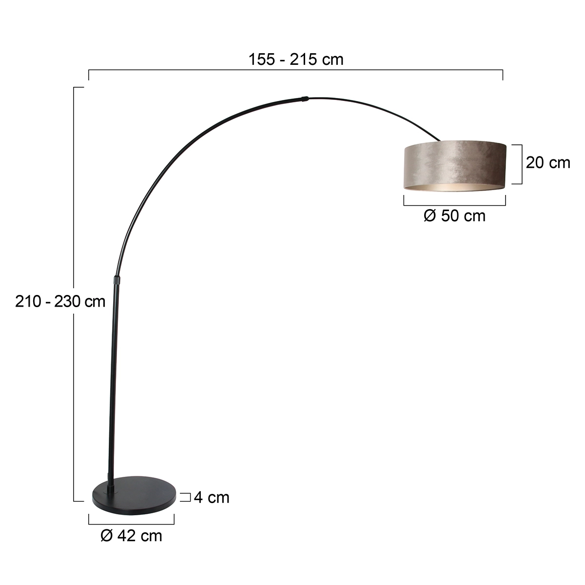 Bogenlampe Sparkled Schwarz mit samttaupefarbener Kapuze Steinhauer 8712746145984