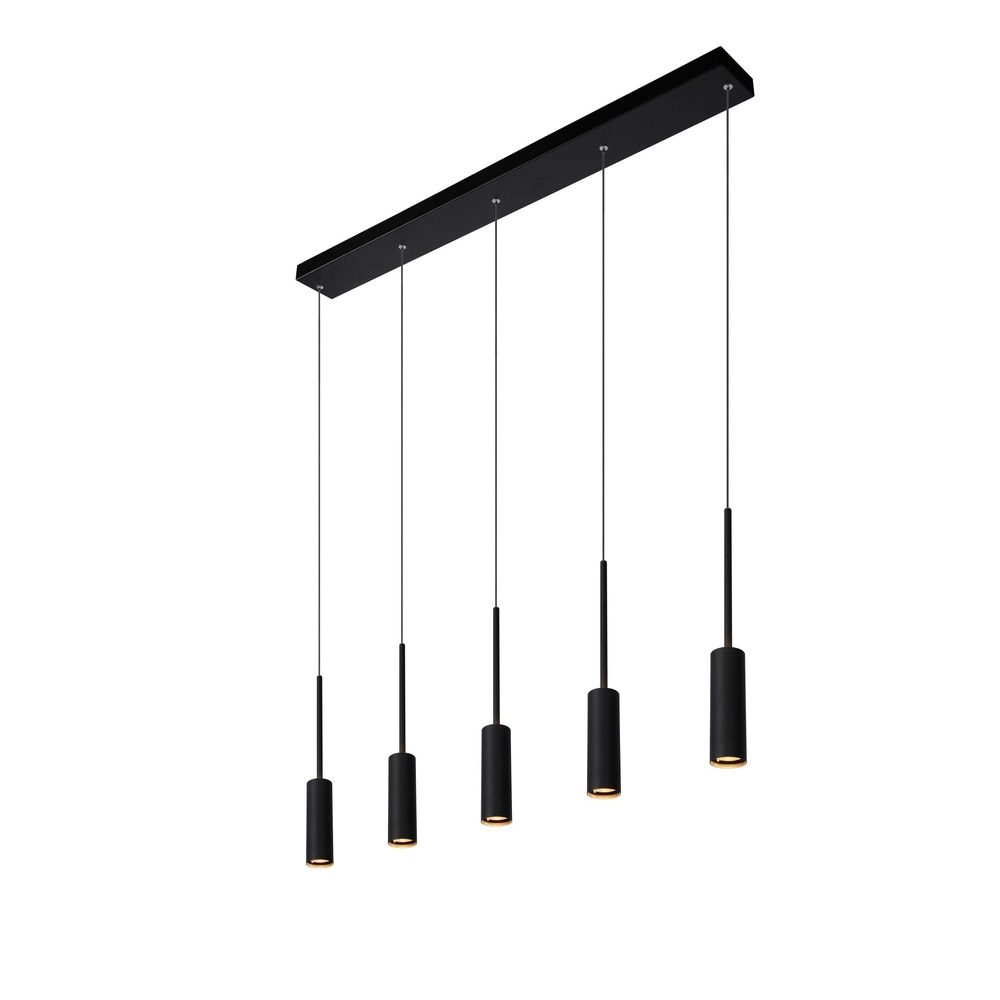 5-Licht-Design Pendellampe Tubule Schwarz Lucide 5411212241870