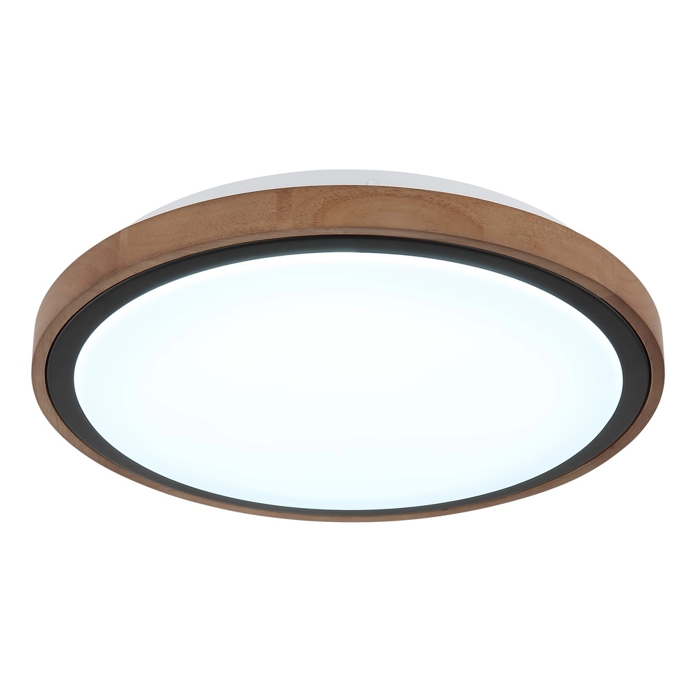 Deckenlampe Bruno Ø 36cm schwarz mit Holz Globo 9007371474592