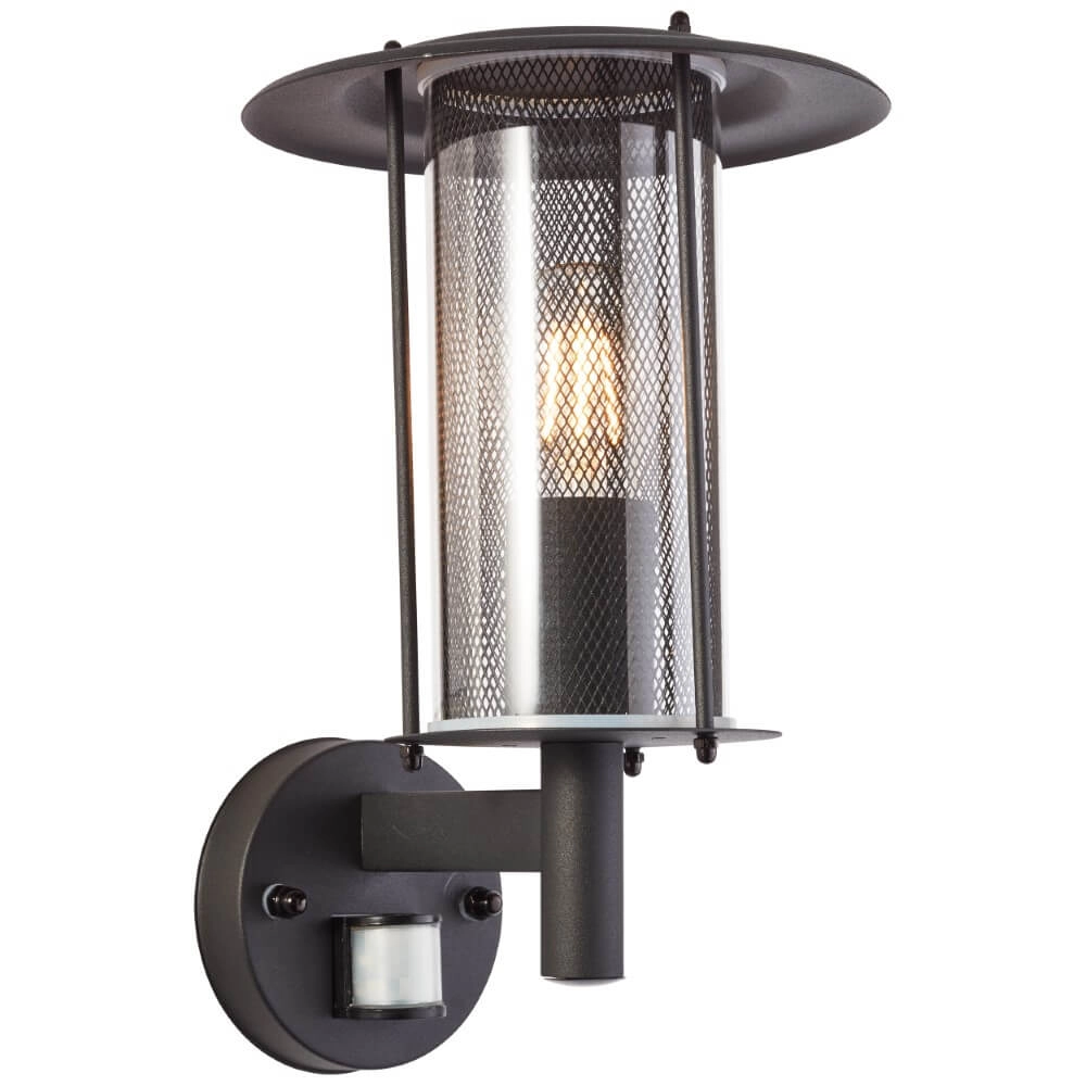 Schwarze Außenlampe Detroit mit Sensor