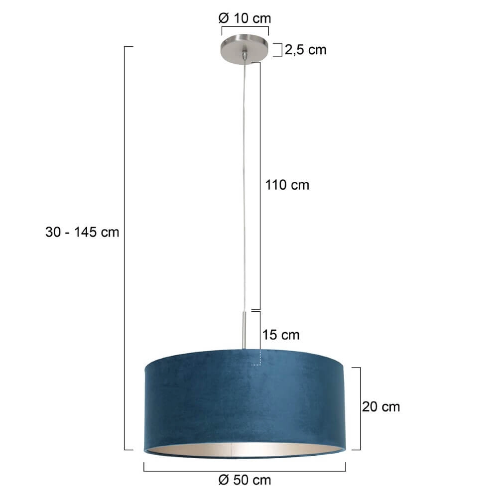 Hängelampe Sparkled mit blauem Samt Steinhauer 8712746147353