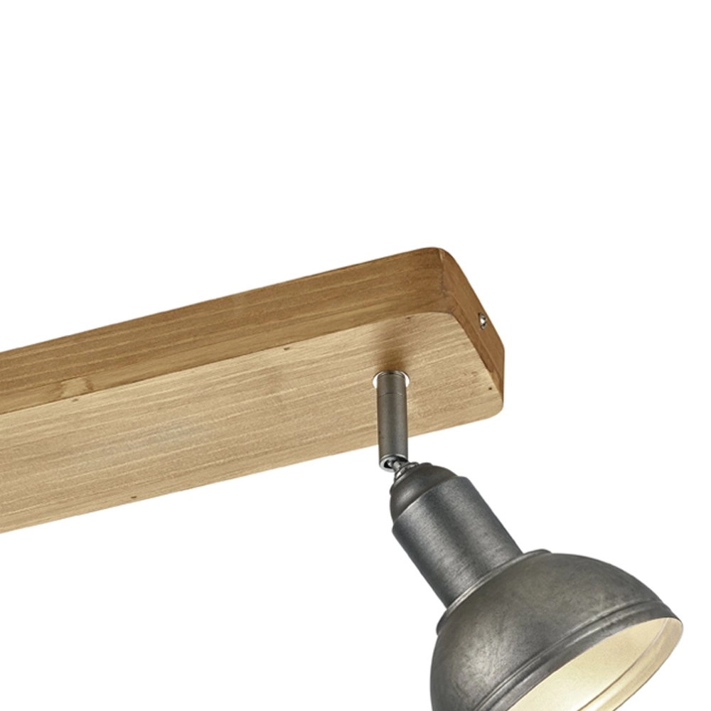 Deckenleuchte aus Holz Delhi 2 Lichtflecken antikes silber Trio 4017807430202