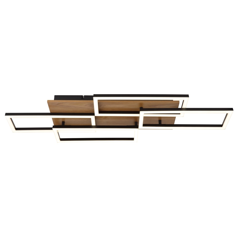 Design-Deckenlampe Jeffry Schwarz mit Holz Globo 9007371533824