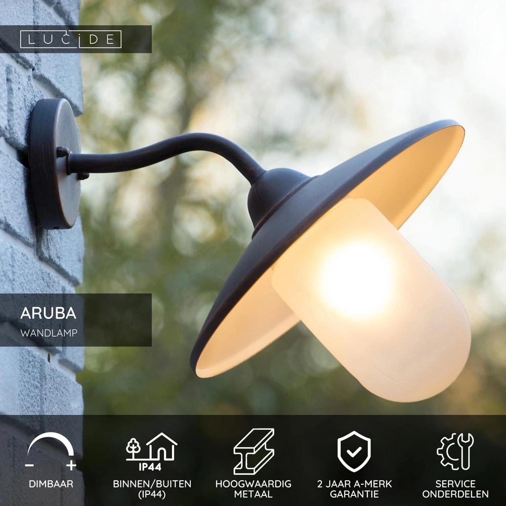 Landwandlampe Aruba rostbraun Ø 30 cm Lucide 5411212113474