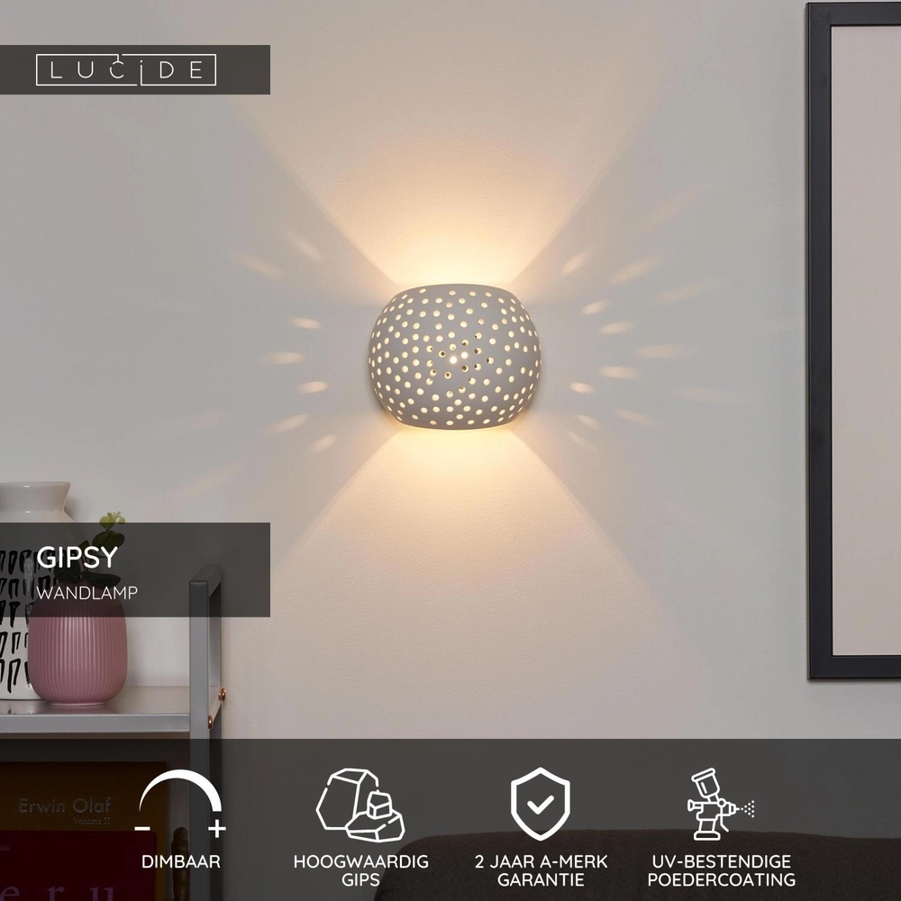 Design-Wandlampe Gipsy Weiß Lucide 5411212351418