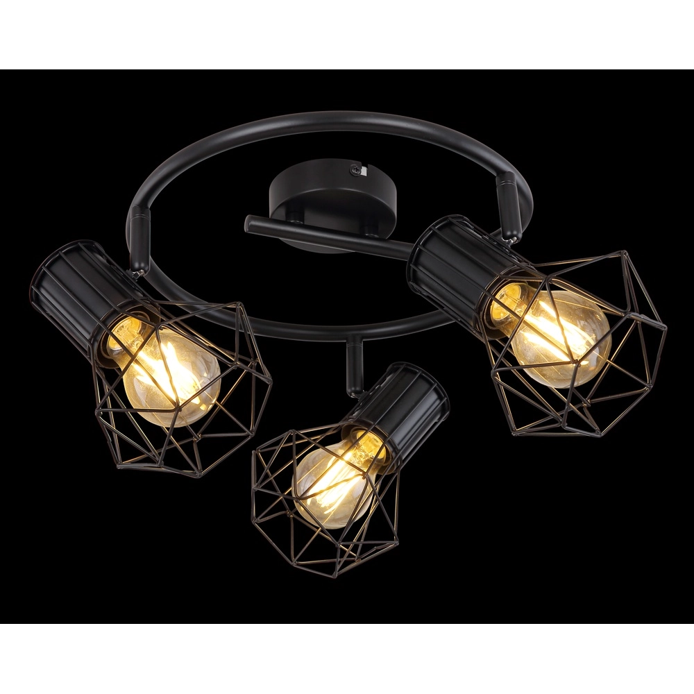 Runde Deckenlampe Priska 3-Licht Schwarz Globo 9007371403172