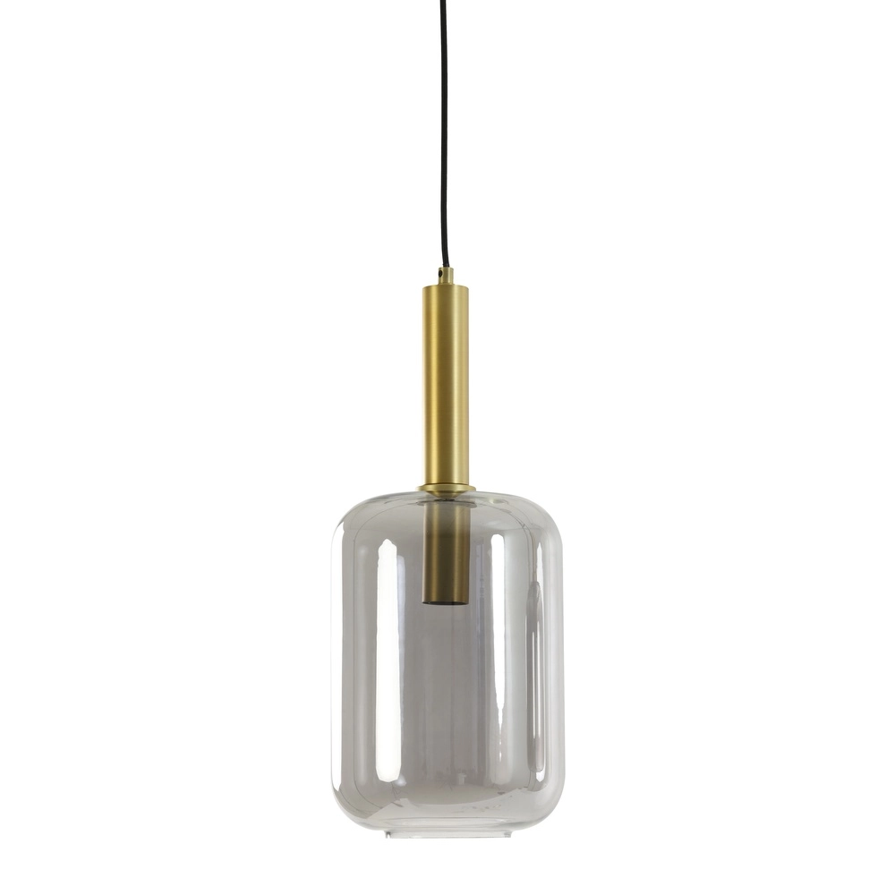 Glas-Pendellampe Lekar 1x E27 – Messing und Rauchglas