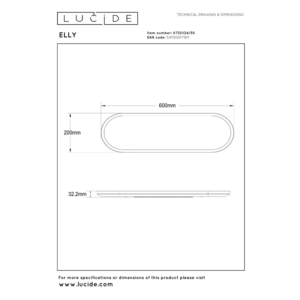 Ovales Deckenlicht Elly schwarze 24W Lucide 5411212071811