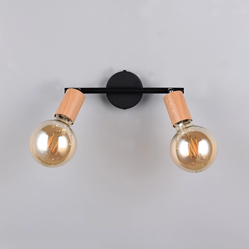 Deckenlampe Lamego Doppelschwarz mit Holz Trio 4017807670875
