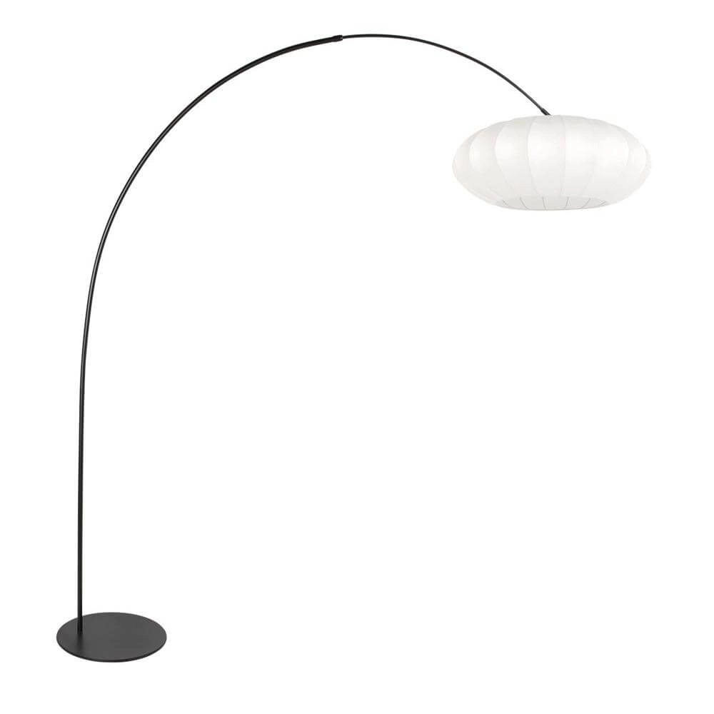 Stehlampe Curve schwarz mit weißem Schirm Ø 60cm