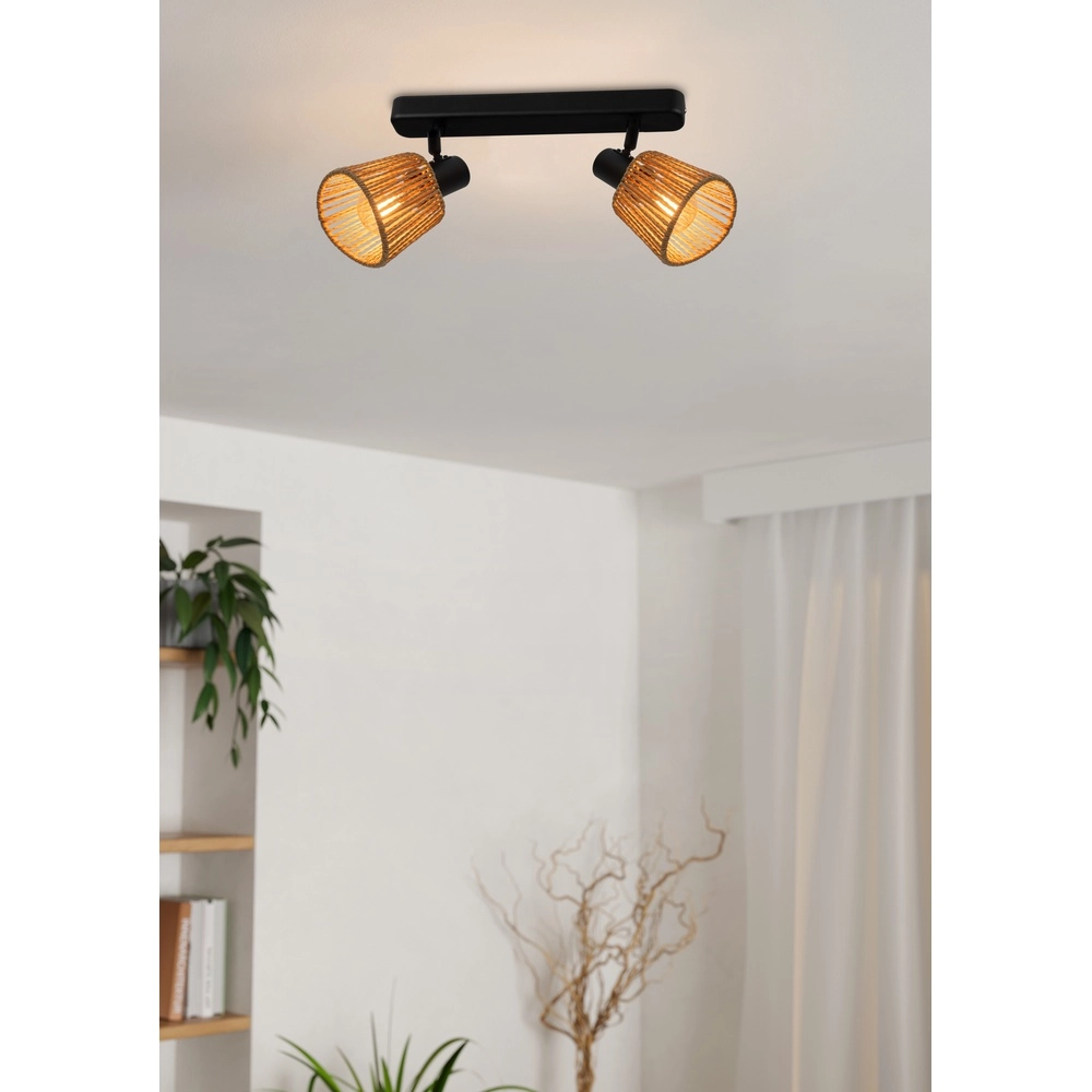 Deckenlampe Keelby Rattan 2-flammig Eglo 9008606359639