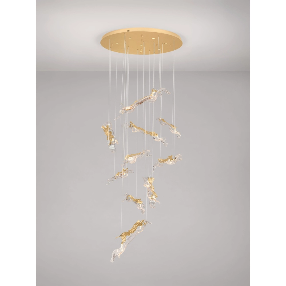 Goldene Pendellampe Avesa mit klarem Glas Ø 100 cm Lyora 5212063500440