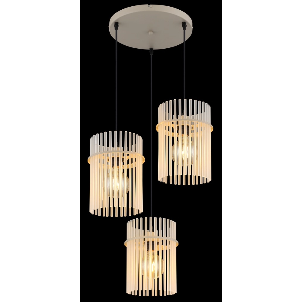 3-flammige Pendelleuchte Gorley sandbraun mit Glas rund Globo 9007371569717