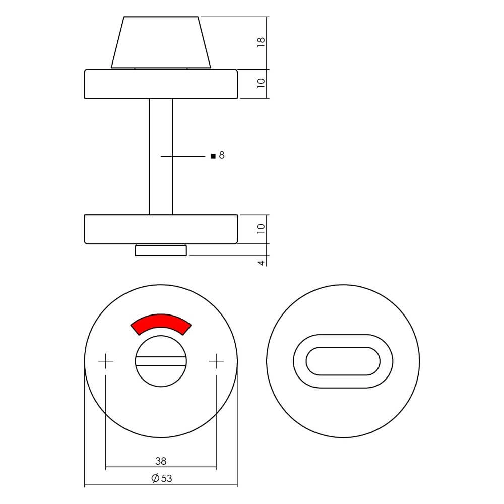 Verschluss der Toilette Tira runder Edelstahl getrommelt Intersteel 8714186696590