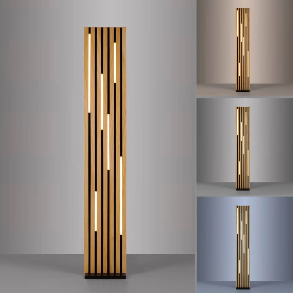 Designer-Stehleuchte Q-Akustik Holz Paul Neuhaus 4012248385401