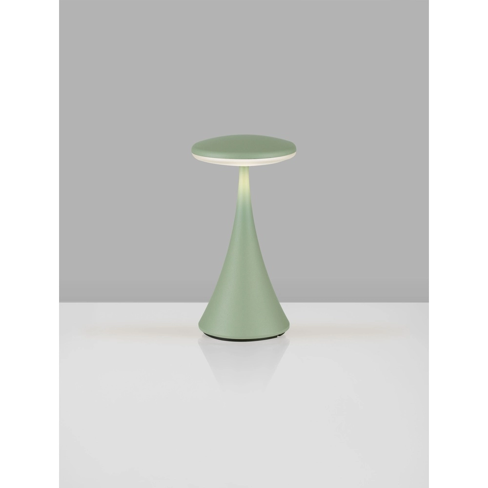 Tischlampe Elbo olivgrün mit USB Lyora 5212017476951