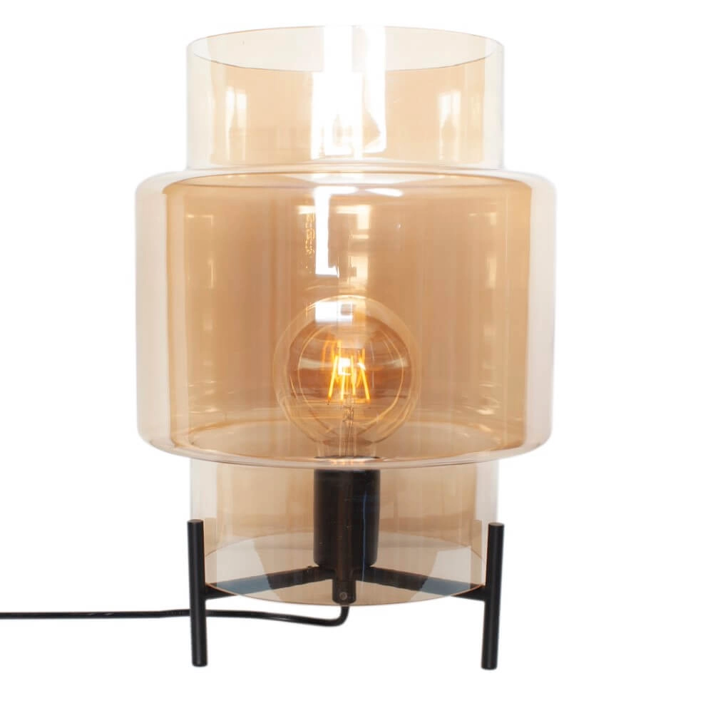 Tischlampe Ebbot Bernsteinfarbenes Glas