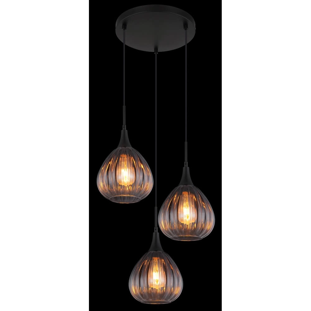 Schwarze Pendelleuchte Olsen 3-flammig Globo 9007371456802