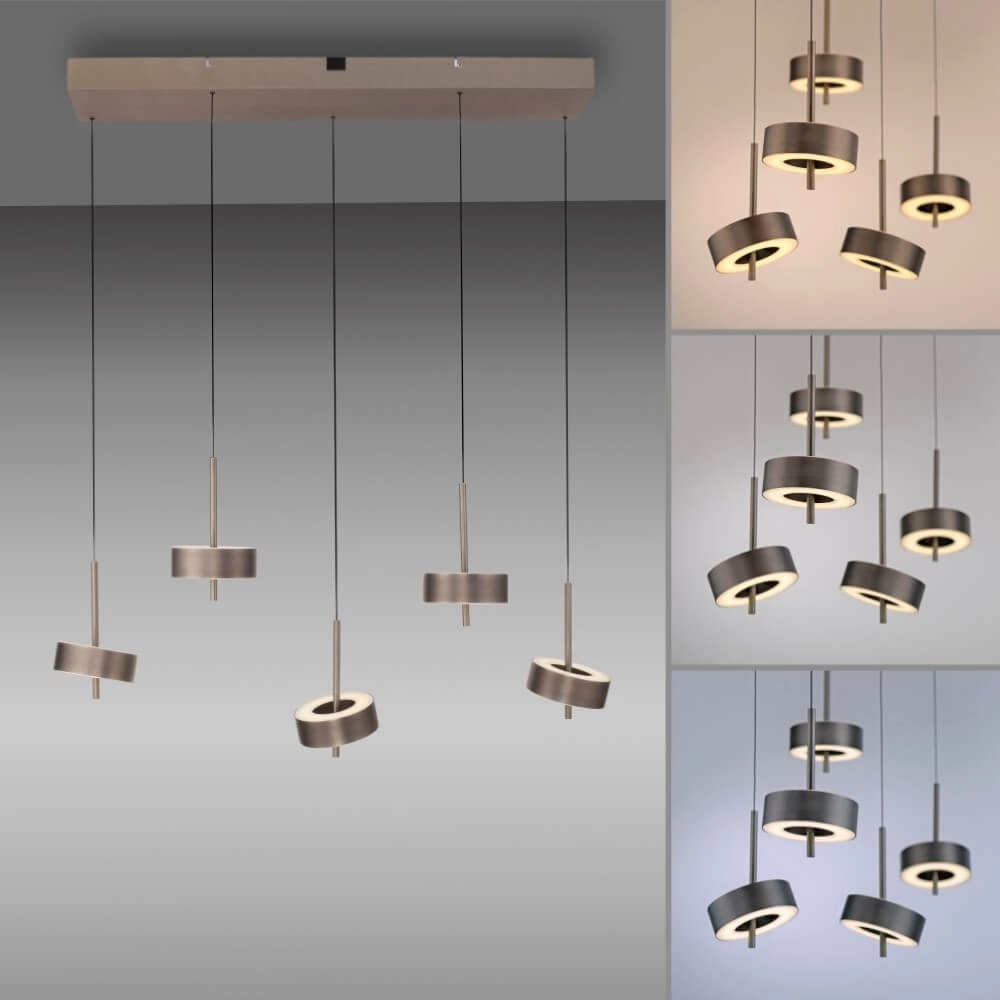 Hängelampe mit 5 Leuchten Q-Rotate braun modern Paul Neuhaus 4012248383179