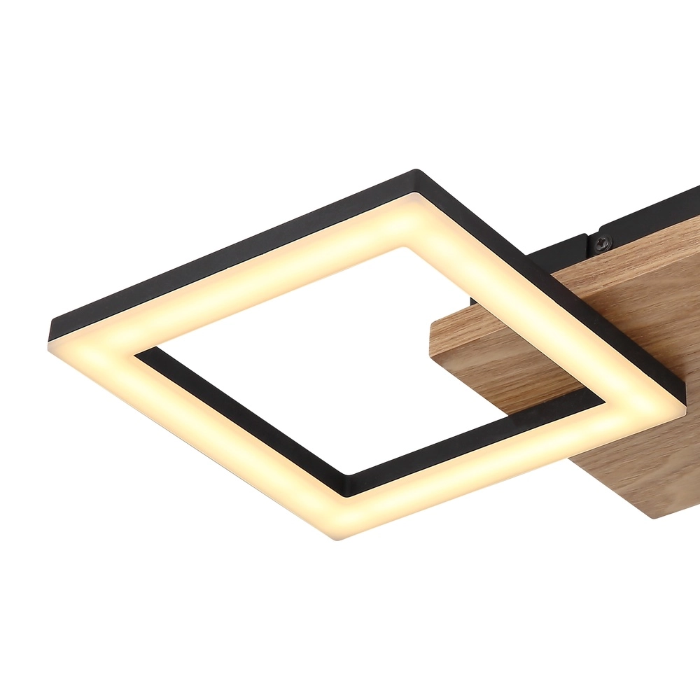 Design-Deckenlampe Kerry Schwarz mit Holzoptik Globo 9007371440221